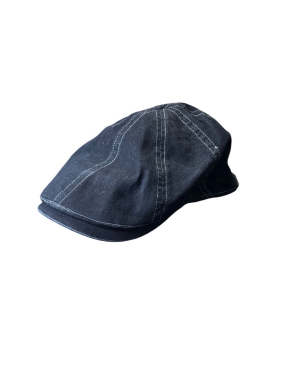 Women's JABURO Black Suede Flat Cap One Size with White Stitching